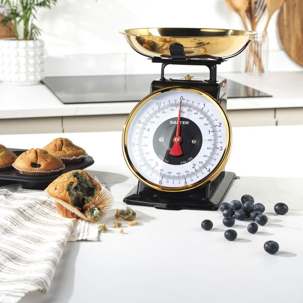 Salter Timeless Mechanical Kitchen Scale - Black/Gold