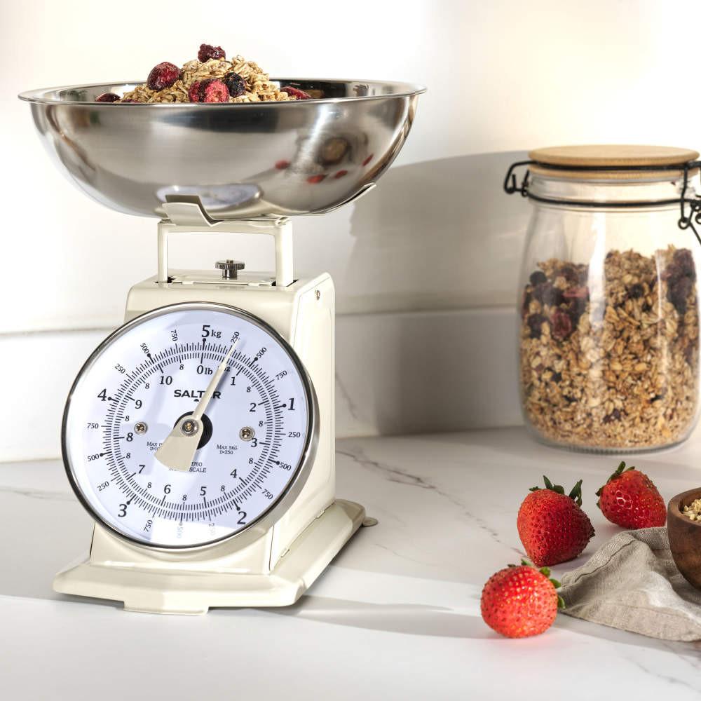 Salter Timeless Mechanical Kitchen Scale & Timer - Cream/Stainless Steel