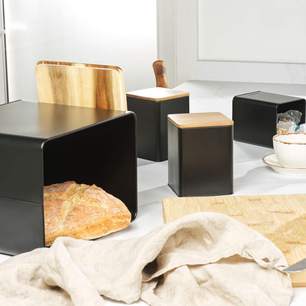 Salter Toronto 4-Piece Bread Bin & Canister Set - Black
