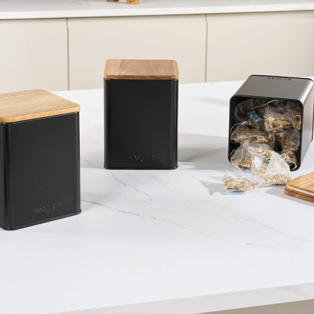 Salter Toronto 4-Piece Bread Bin & Canister Set - Black