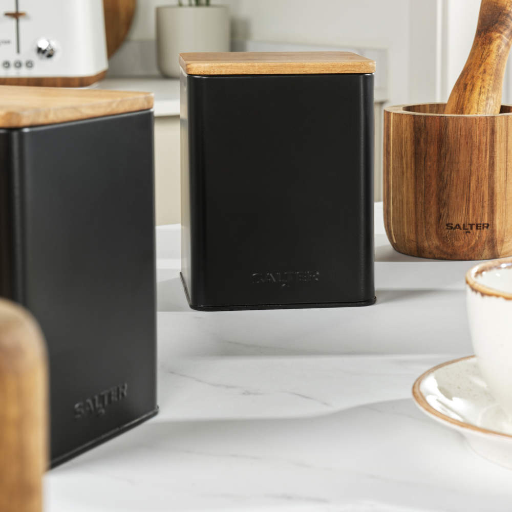 Salter Toronto 4-Piece Bread Bin & Canister Set – Black