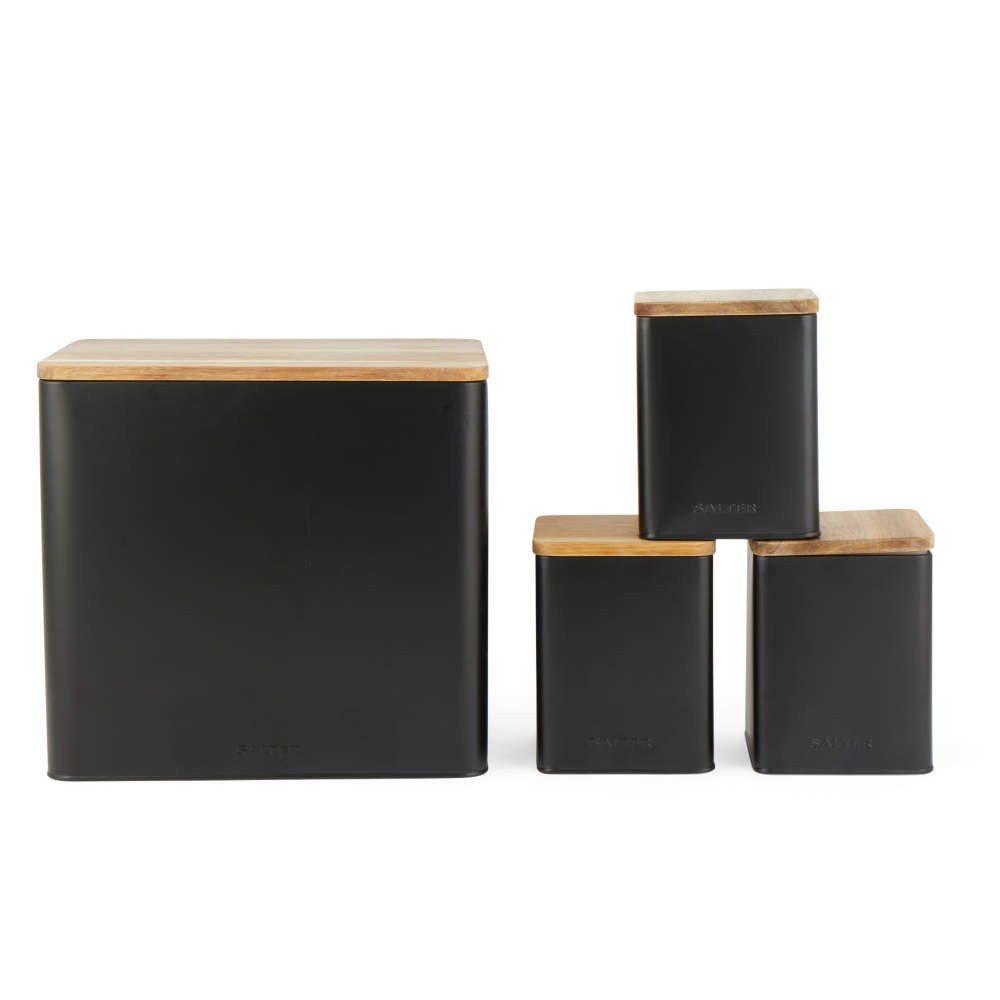 salter Toronto 4-Piece Bread Bin & Canister Set - Black
