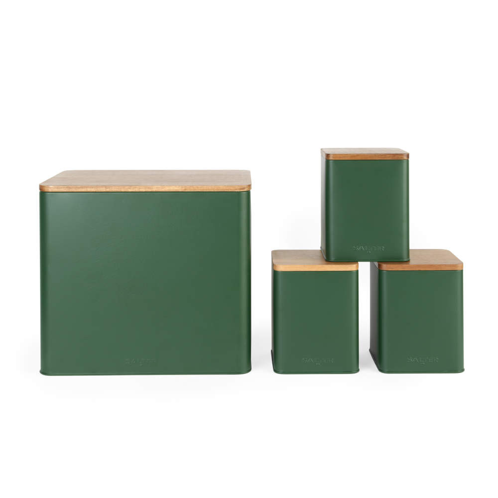 salter Toronto 4-Piece Bread Bin & Canister Set - Green