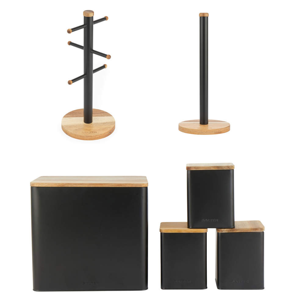 salter Toronto 6-Piece Kitchen Countertop Set - Black