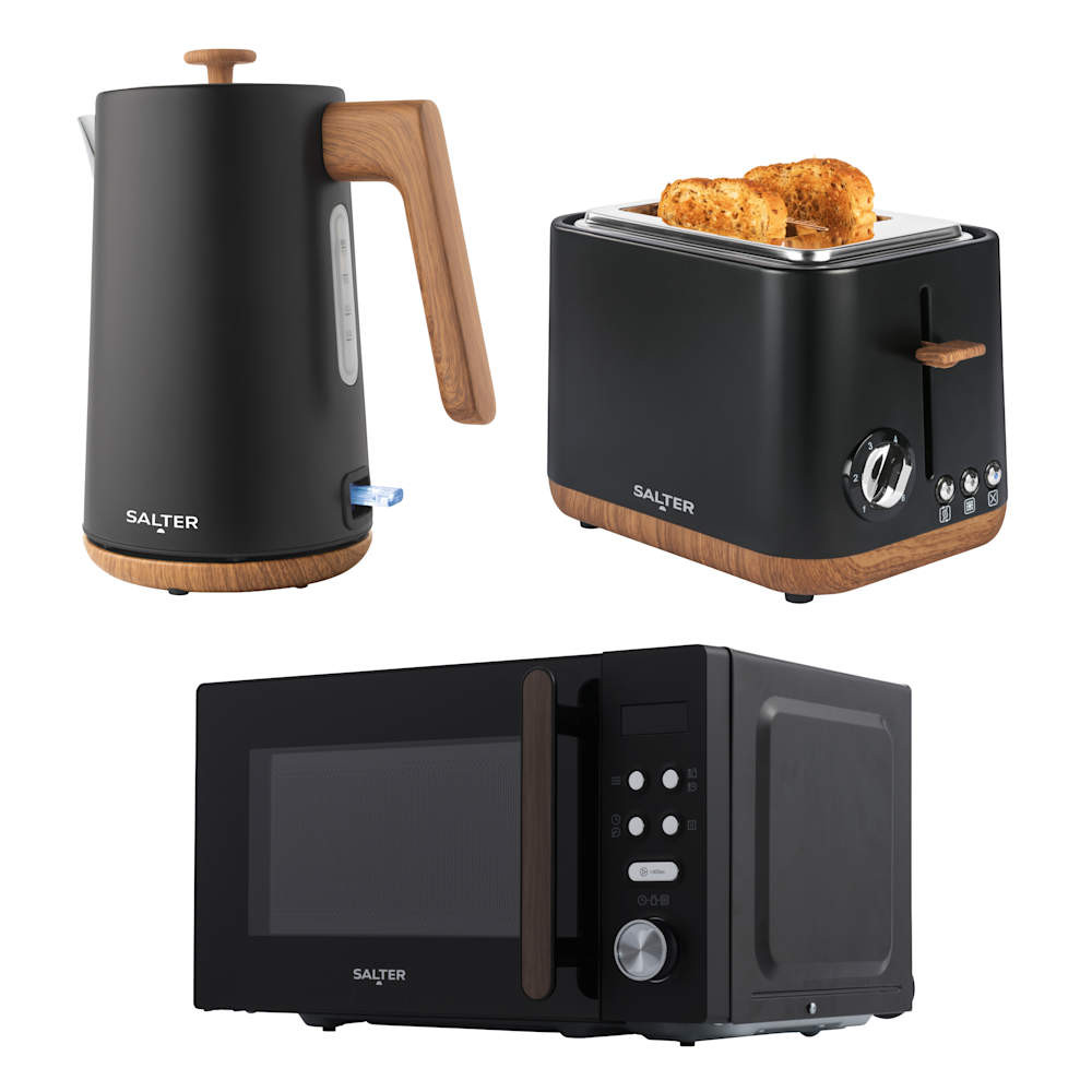 salter Toronto Kettle 2-Slice Toaster & Microwave Set - Black