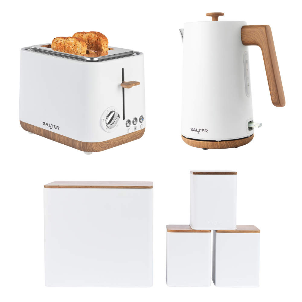salter Toronto Kettle 2-Slice Toaster & Storage Set - White