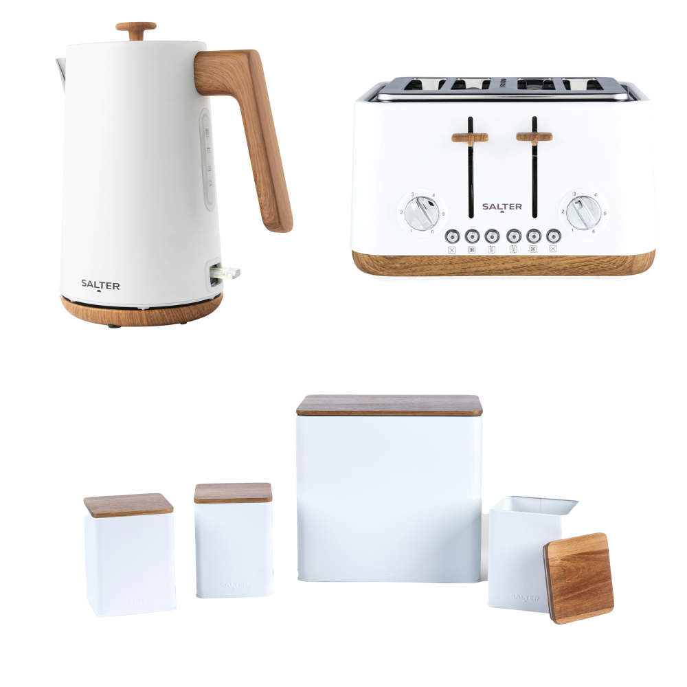 salter Toronto Kettle 4-Slice Toaster & Storage Set - White