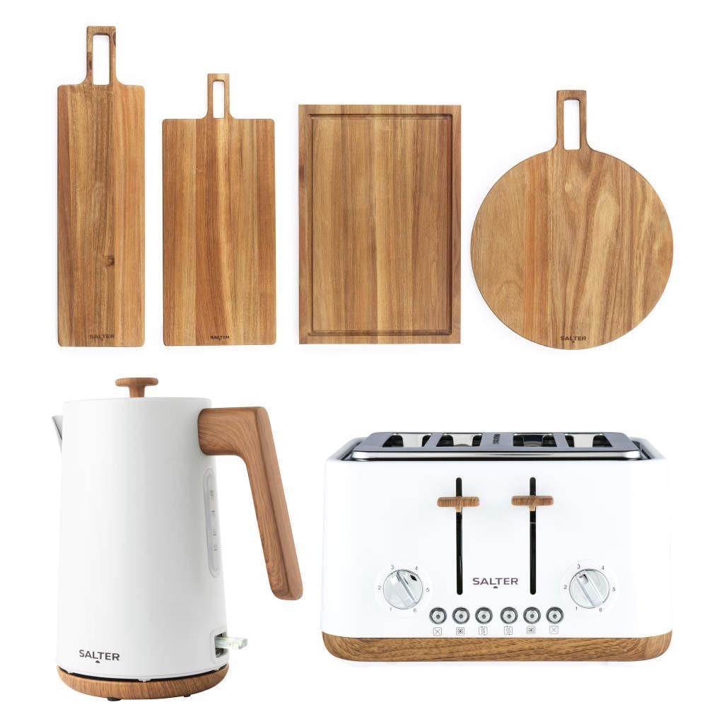 salter Toronto Kettle Toaster & Serving Board Set – White