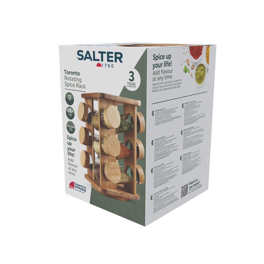 Salter Toronto Rotating Spice Rack – 12 Refillable Glass Jars