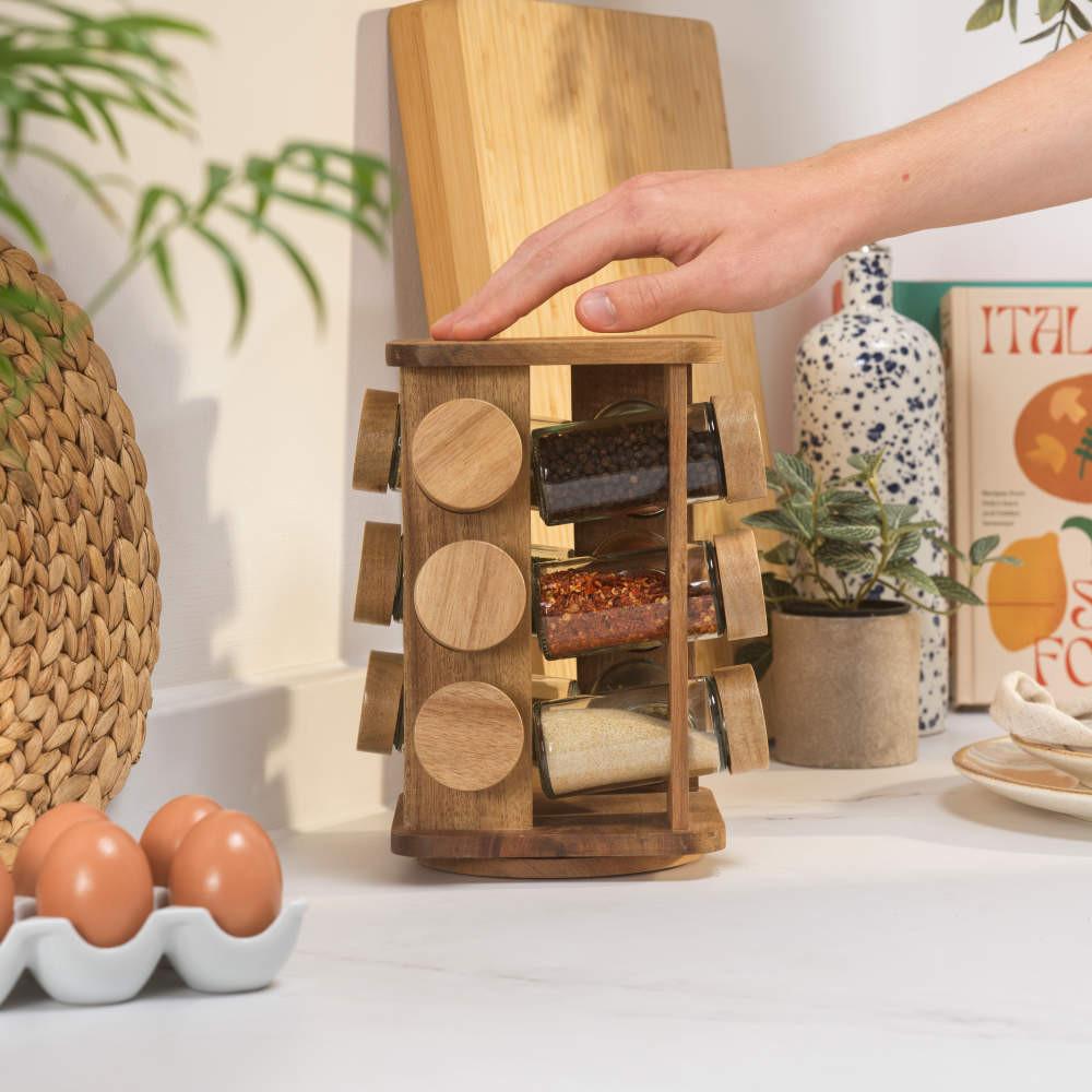 Salter Toronto Rotating Spice Rack – 12 Refillable Glass Jars