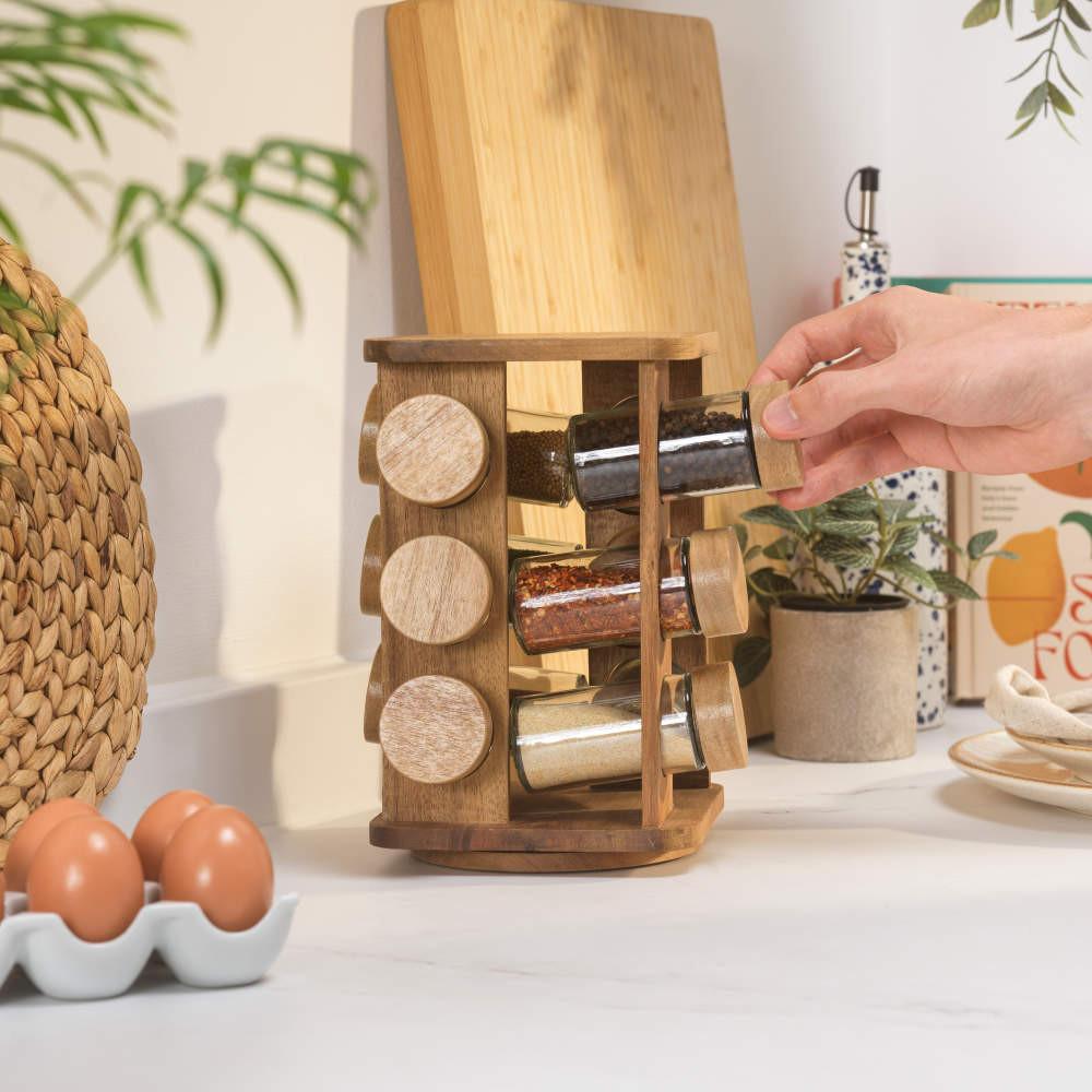 Salter Toronto Rotating Spice Rack – 12 Refillable Glass Jars