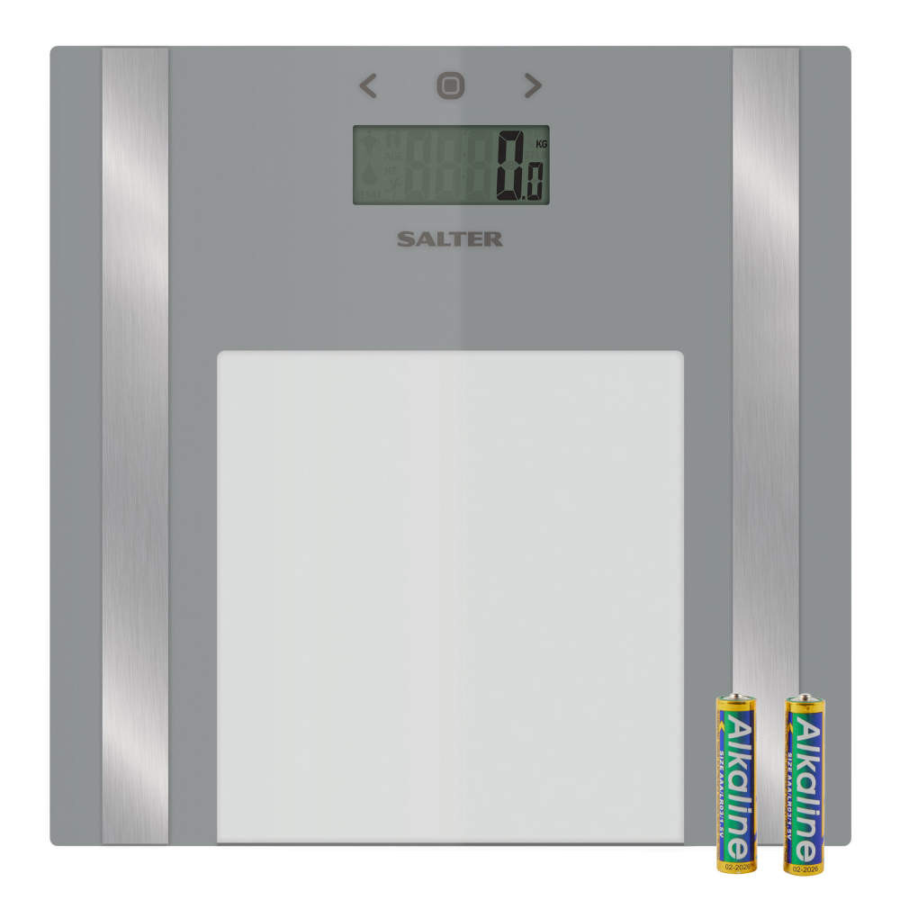 salter Ultra Slim Glass Analyser Bathroom Scale - Silver