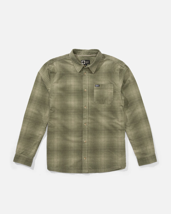 salty crew Caster Long Sleeve Cord Button Up - Oil Green