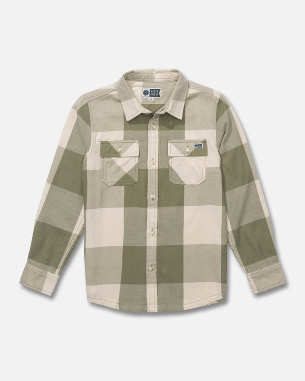 salty crew Daybreak Boys Flannel - Birch Four Leaf Clover