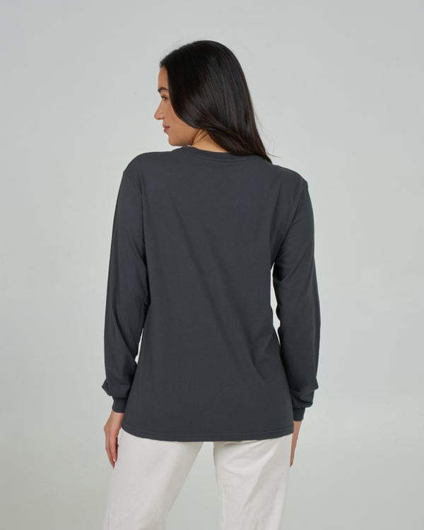 Salty Crew Heart Shark Long Sleeve Boyfriend Tee - Charcoal