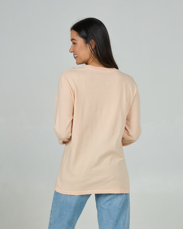 Salty Crew Heart Shark Long Sleeve Boyfriend Tee - Peach Fizz