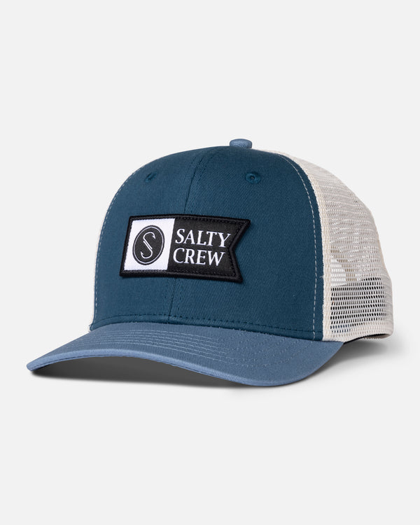 salty crew Pinnacle Boys Retro Trucker Hat - Navy Slate