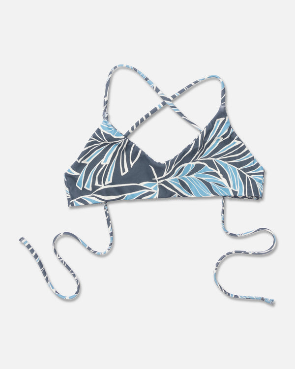 Salty Crew Rattan Palms Reversible Bralette Top - Fin Blue