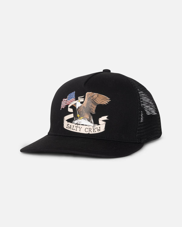 salty crew America Eagle Trucker Hat - Black