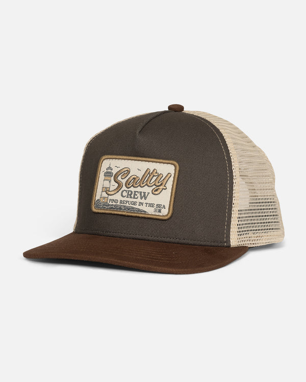 salty crew Ashore Trucker Hat - Charcoal Brown