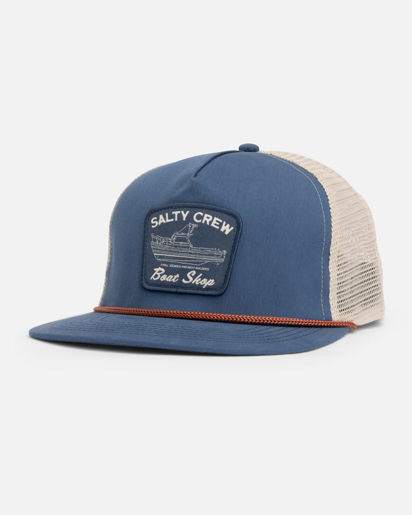 salty crew Boat Shop Trucker Hat - Pilot Blue
