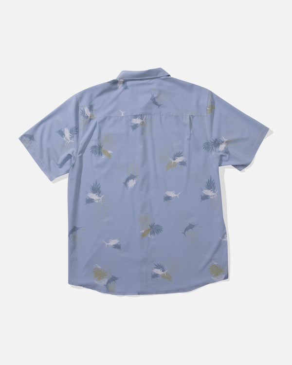 Salty Crew Breezer Perforated Button Up - Blue Fog