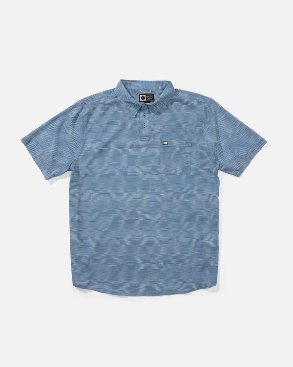 salty crew Breezer Perforated Polo - Pilot Blue