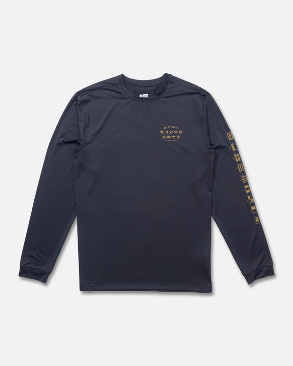 Salty Crew Call Sign Long Sleeve Sunshirt - Charcoal