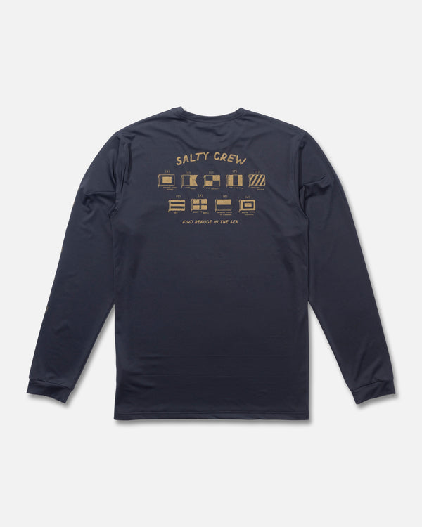 salty crew Call Sign Long Sleeve Sunshirt - Charcoal