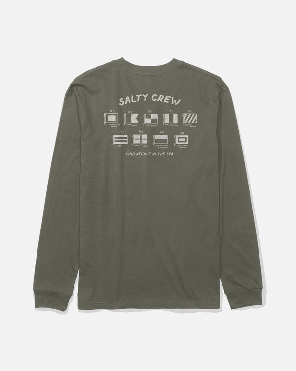 salty crew Call Sign Long Sleeve Tee - Dusty Olive