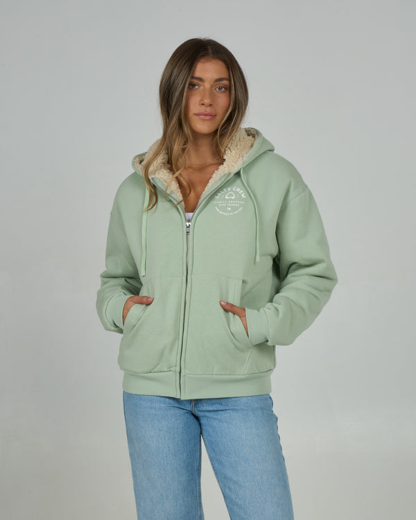 Salty Crew Chompers Zip Sherpa Hoodie - Meadow Green