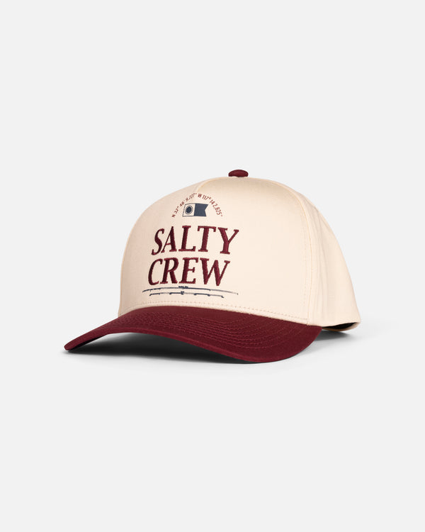 salty crew Coordinates Snapback Hat - Offwhite / Red