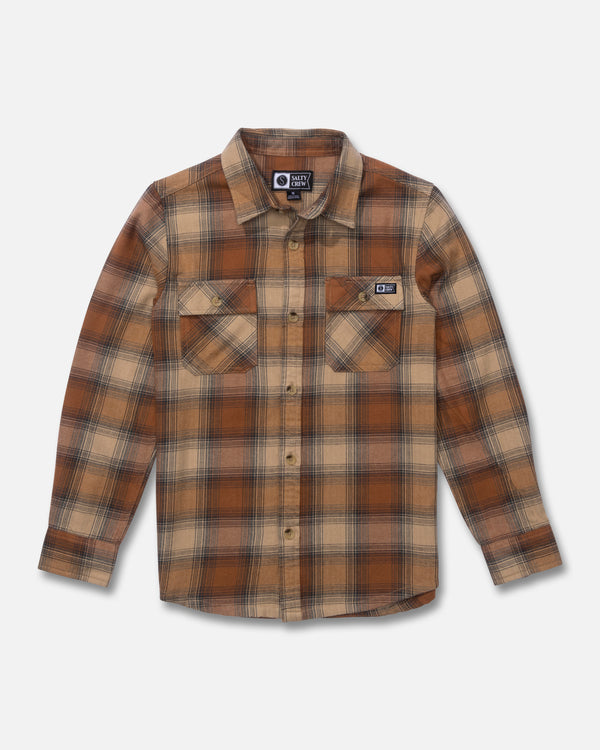 salty crew Daybreak Boys Flannel - Friar Brown