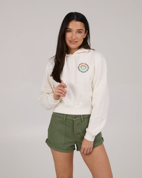 salty crew Daybreak Crop Hoodie - Off White
