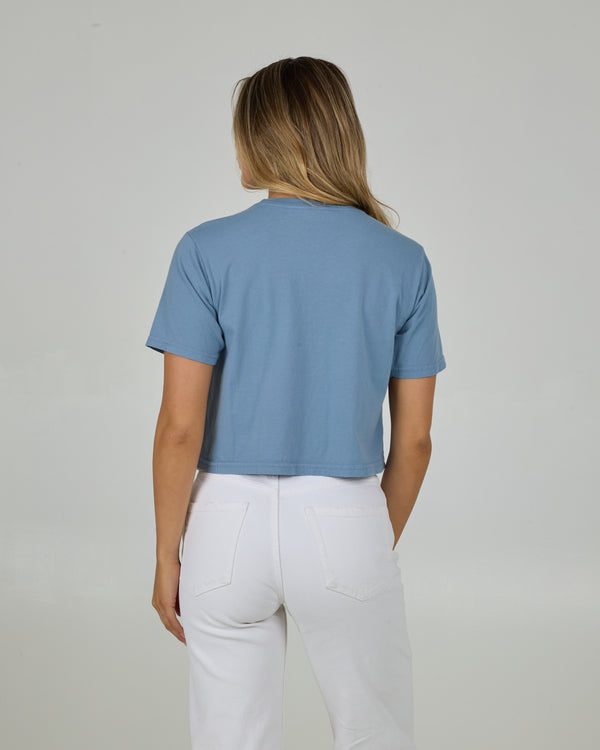 Salty Crew Even Keel Crop Tee - Dusty Blue