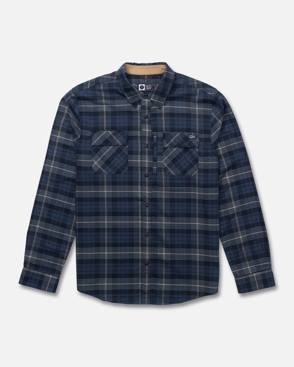 salty crew Fathom Tech Flannel - Navy Khaki