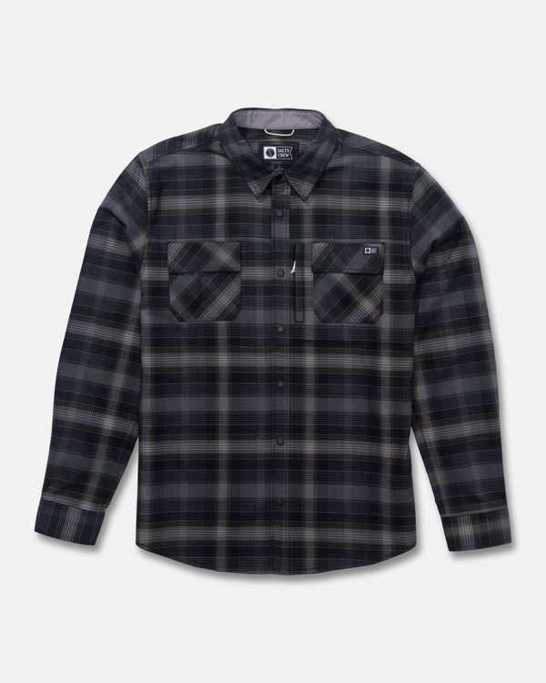 salty crew Fathom Tech Flannel - Pirate Black