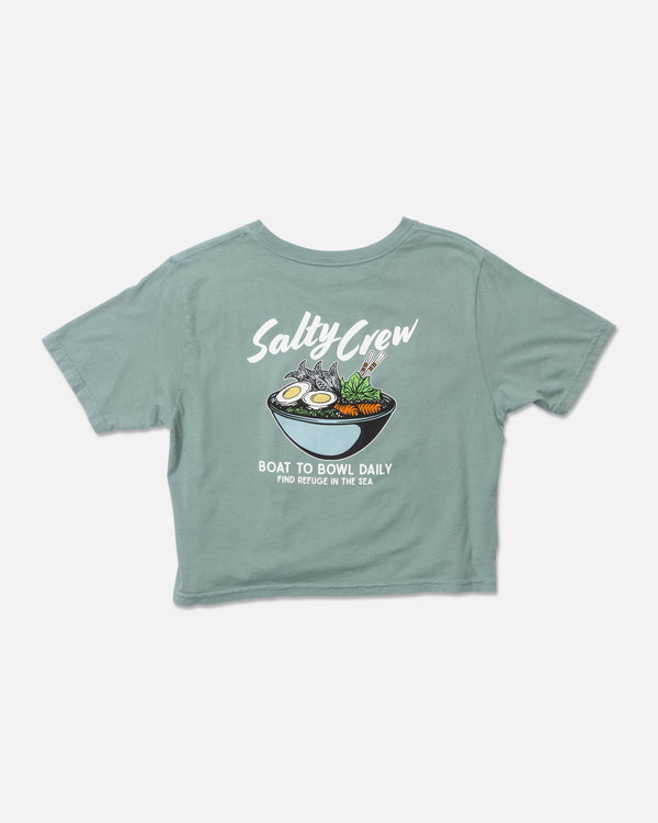 Salty Crew Fish Bowl Crop Tee - Sage