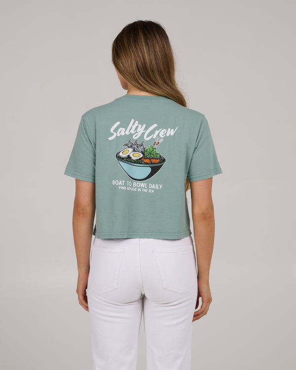 salty crew Fish Bowl Crop Tee - Sage