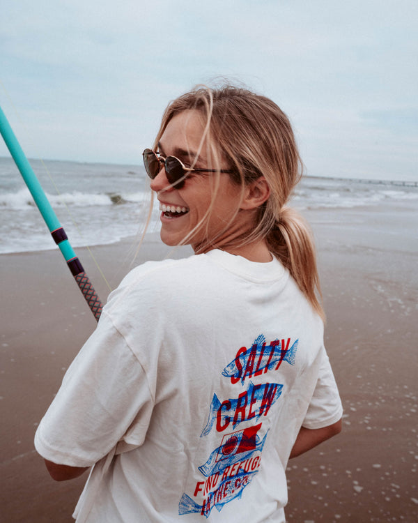 salty crew Fish Finder Skimmer Tee - Off White