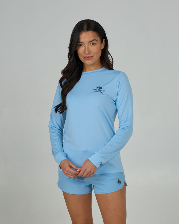 Salty Crew Fish Finder Sun Shirt - Sky Blue