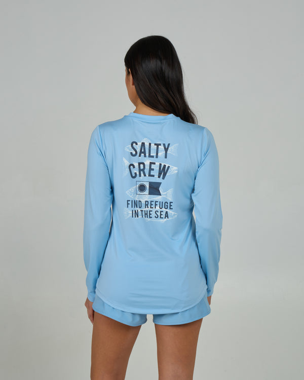 salty crew Fish Finder Sun Shirt - Sky Blue