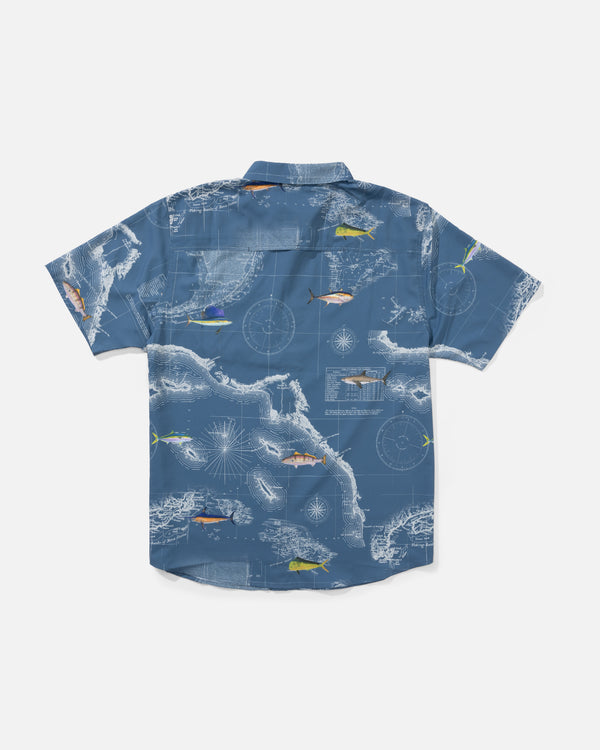 Salty Crew Flagship UV Button Up - Channel Blue