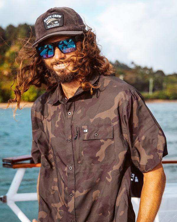 Salty Crew Flagship UV Button Up - Dark Camo