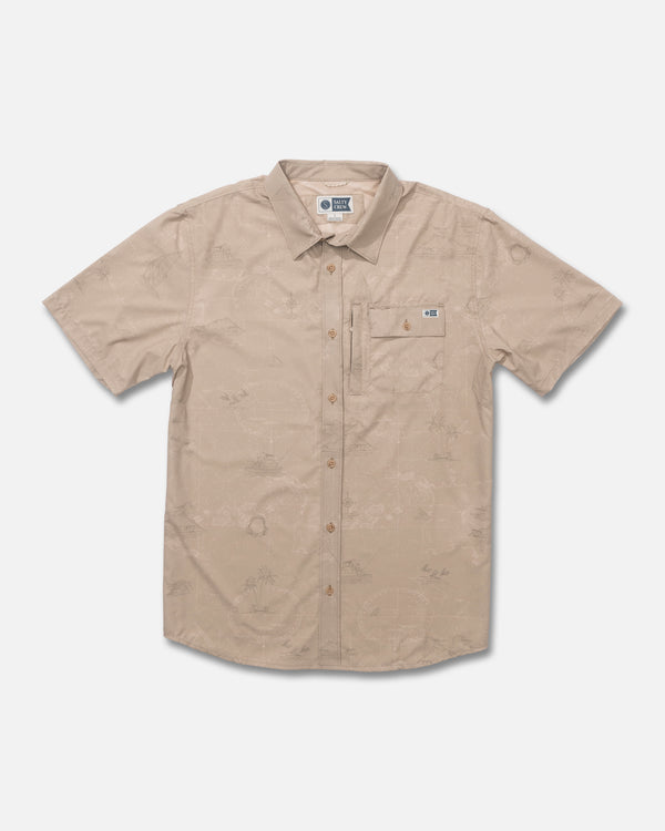 salty crew Flagship UV Button Up - Khaki