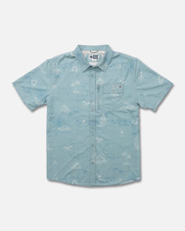 salty crew Flagship UV Button Up - Marine