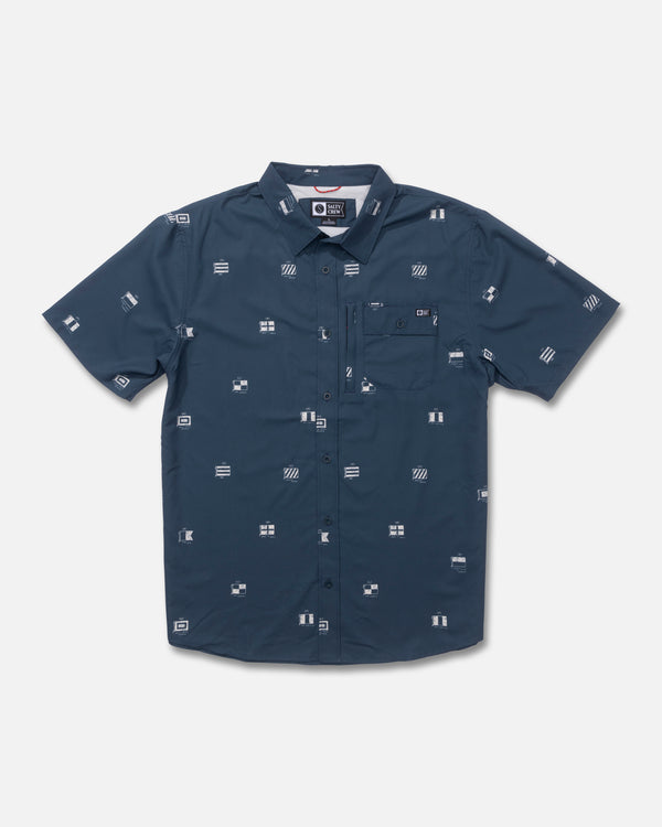 salty crew Flagship UV Button Up - Midnight Navy