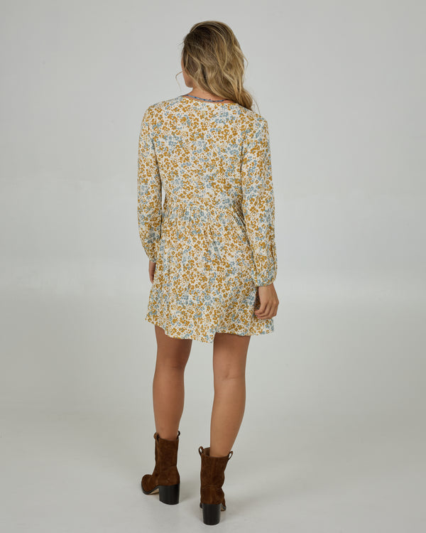 Salty Crew Hidden Ditsy Long Sleeve Dress - Honey