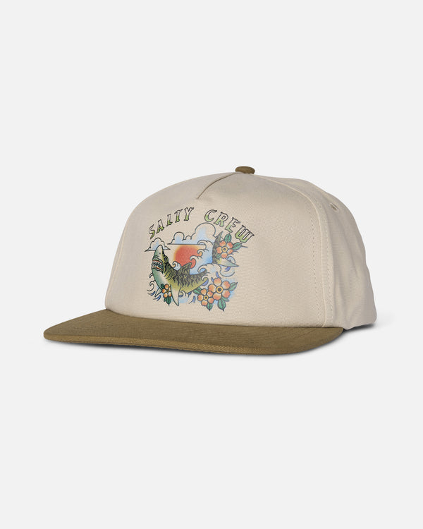 salty crew Hopper 5 Panel Hat - Oyster/Brown