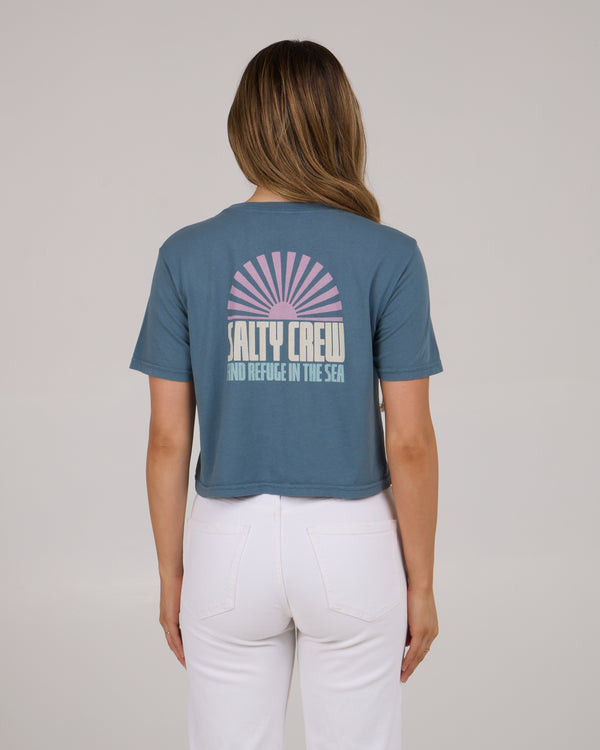 Salty Crew In The Rays Crop Tee - Fin Blue
